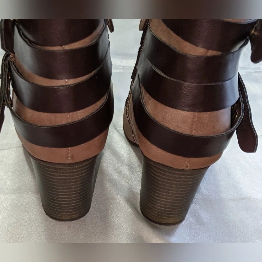Madden Girl Deluxxxe Women's Strappy Ankle Boots Size 7.5M Zip Closure Brown - Picture 4 of 10